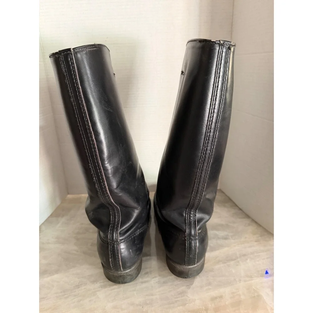 NVA East Germany Combat Boots Men Size 11 US Black Leather Military Tall